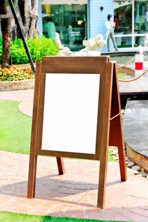 Wooden sign display and advertisingの写真素材