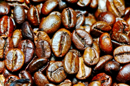 closeup coffee beans nature backgroundの写真素材