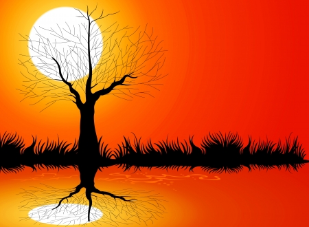 Tree silhouettes nature backgroundのイラスト素材