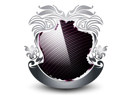 Silver with purple pattern shield on a white backgroundのイラスト素材