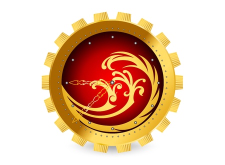 Golden clock abstract pattern vector on a white backgroundのイラスト素材