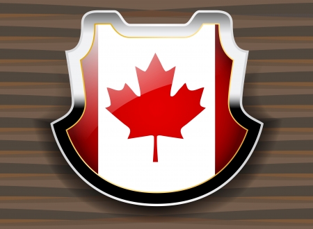 Flag of Canada inside glossy shield vector abstract backgroundのイラスト素材
