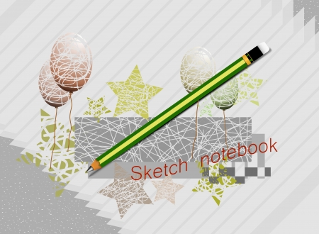 Sheets book with pencil abstract backgroundのイラスト素材