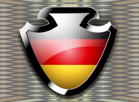Flag of Germany inside glossy shield on pattern abstract backgroundのイラスト素材