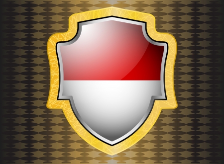 Elegant Indonesia flags inside gold shield on pattern abstract backgroundのイラスト素材