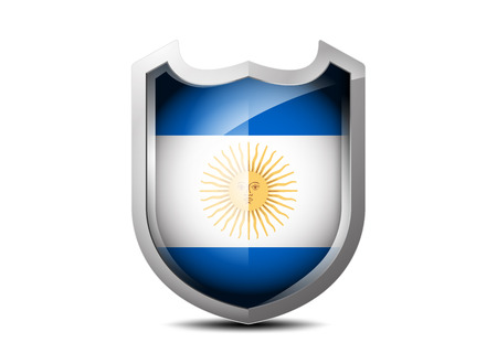 Beautiful glossy flag of Argentina shield on a white backgroundのイラスト素材