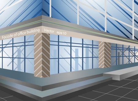 Beautiful facade of office building vector backgroundのイラスト素材
