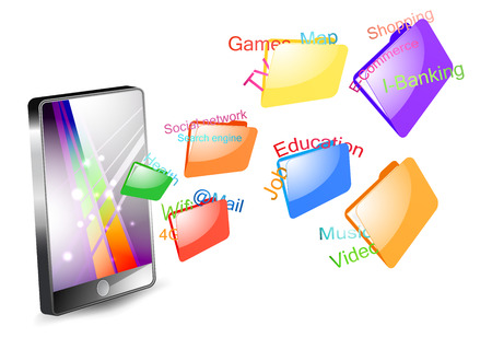 Social network on smartphone on a white backgroundのイラスト素材