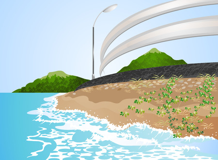 Beautiful views road side the beachのイラスト素材