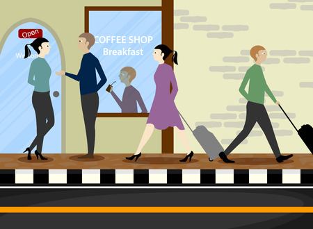 City life,People cartoon vector backgroundのイラスト素材