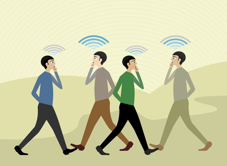 Signal and communication people cartoon vector backgroundのイラスト素材