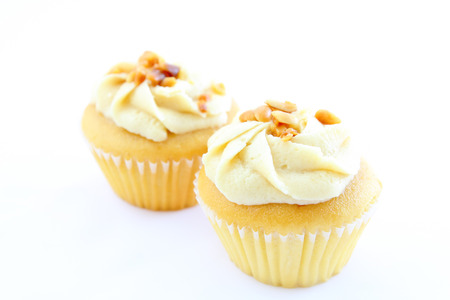 Cupcake peanut butter on a white backgroundの写真素材