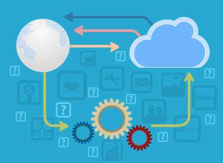 Economic world vector cloud computing business backgroundのイラスト素材