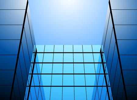 Blue glass office building vector abstract backgroundのイラスト素材