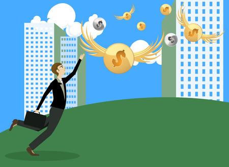 Funding sources,business man cartoon backgroundのイラスト素材