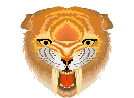 Smilodon Sabre tooth cat,Prehistoric life vector backgroundのイラスト素材