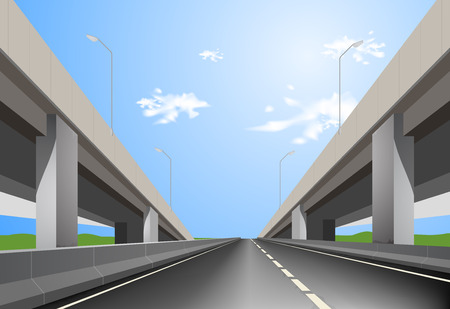 Out of town on the road superhighway,nature landscape backgroundのイラスト素材