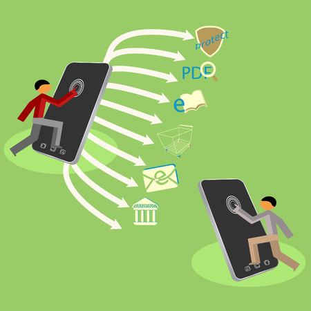 Send and receive,vector cartoon concepts backgroundのイラスト素材