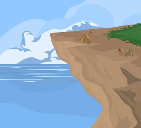 Coastal and sea,nature seascape vector backgroundのイラスト素材