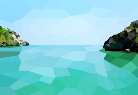 Beautiful low poly the Islandnature vector backgroundのイラスト素材