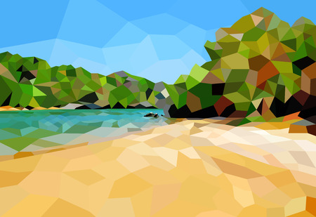 Beautiful low poly the Island,nature vector backgroundのイラスト素材