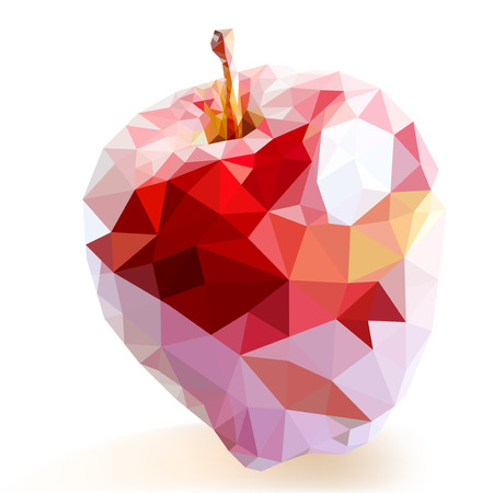 Red apple low poly on a white backgroundのイラスト素材