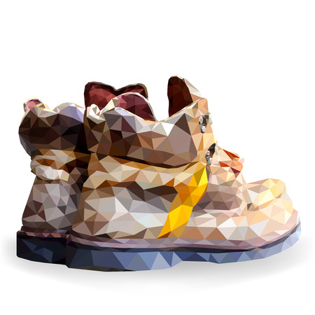 Shoes boots low poly vector on a white backgroundのイラスト素材