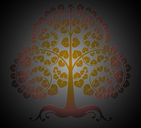 Gold art pattern Bodhi tree style vector abstract backgroundのイラスト素材