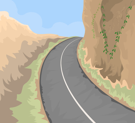 The road on hill vector landscape nature backgroundのイラスト素材