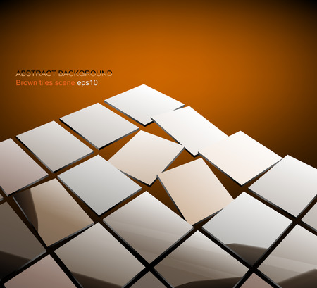 Glossy brown tiles scene vector abstract backgroundのイラスト素材