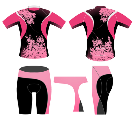 Cycling clothing,women's short sleeve graphic t-shirt on a white backgroundのイラスト素材