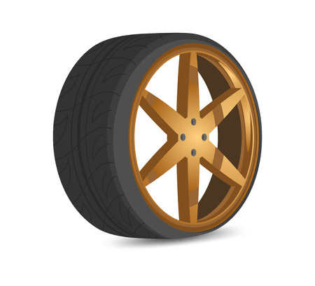 Car wheels gold color style vector graphic design on a white backgroundのイラスト素材