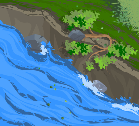 Creek and forest nature backgroundのイラスト素材