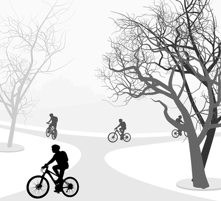 Cycling outdoor sports nature landscape backgroundのイラスト素材