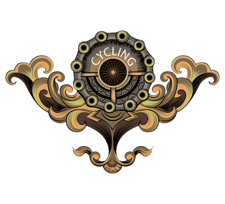 Cyclist emblem scene vector design on a white backgroundのイラスト素材