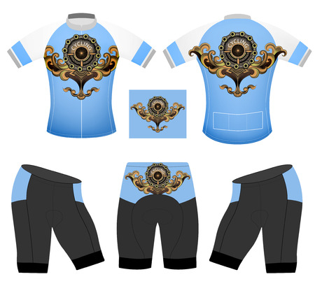 Cycling emblem on sports t-shirt vector cycling vest design on a white backgroundのイラスト素材