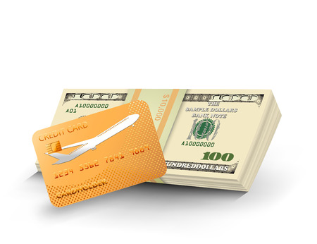 Money stack with gold credit card vector business financial concepts on a white backgroundのイラスト素材