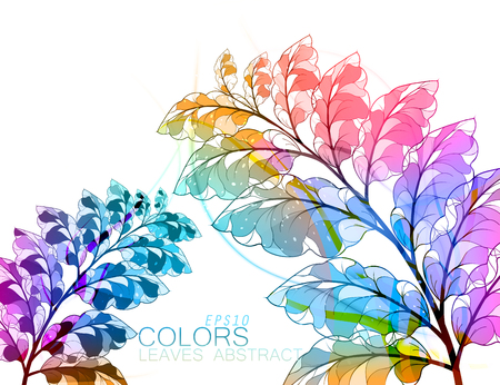 Colorful leaves scene vector abstract art nature on a white backgroundのイラスト素材
