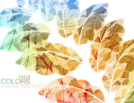 Translucent leaves colors vector abstract art nature on a white backgroundのイラスト素材