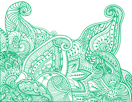 Green color doodles shape scene vector on a white backgroundのイラスト素材