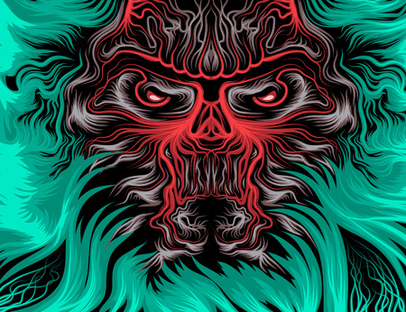 The beast vector cartoon scene hand drawing backgroundのイラスト素材