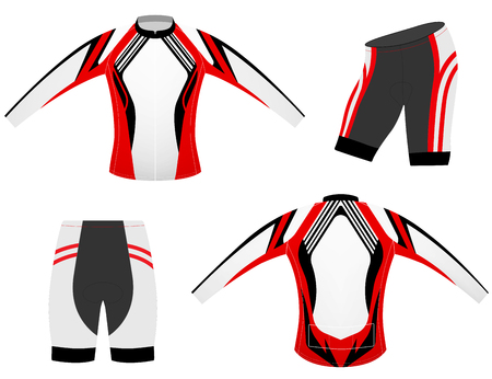 Sports t-shirt on red style vector design long sleeve cycling vest on a white backgroundのイラスト素材