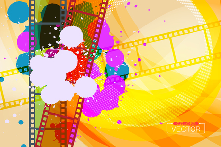 Abstract grunge colorful ink splatter on film vector wallpaper backgroundのイラスト素材