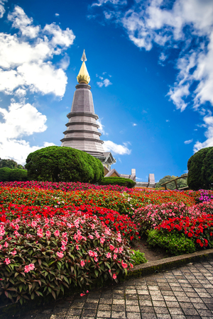 Shot of beautiful stupa Doi inthanon national park nature backgroundの写真素材