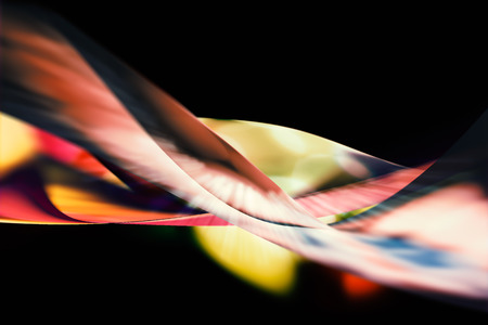 Abstract colorful shape and curve scene on a black background