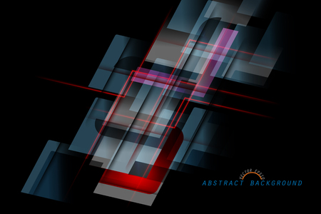 Translucent color abstract shape scene vector wallpaper on a black backgroundのイラスト素材