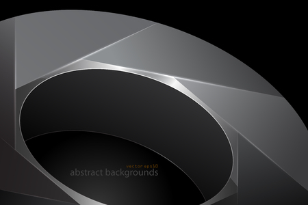 Glossy metal shape concept vector abstract wallpaper on a black backgroundsのイラスト素材