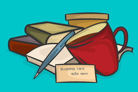 Book and cup coffee scene vector creation art backgroundsのイラスト素材