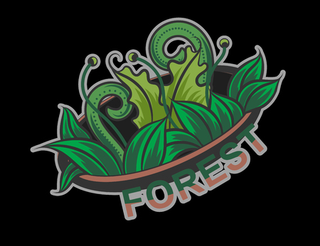 Beautiful forest emblem vector design on a black backgroundのイラスト素材