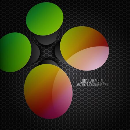 Shiny gloss color circular metal shapes scene vector wallpaper backgroundのイラスト素材